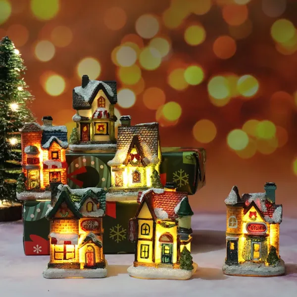 Resin Lighted Village House Set