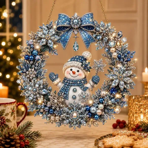 Snowman Diamond Art Wreath