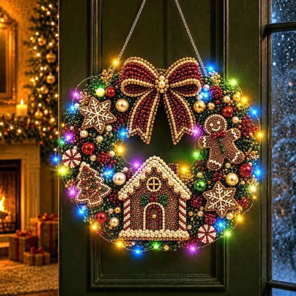 LED Diamond Art Christmas Wreath