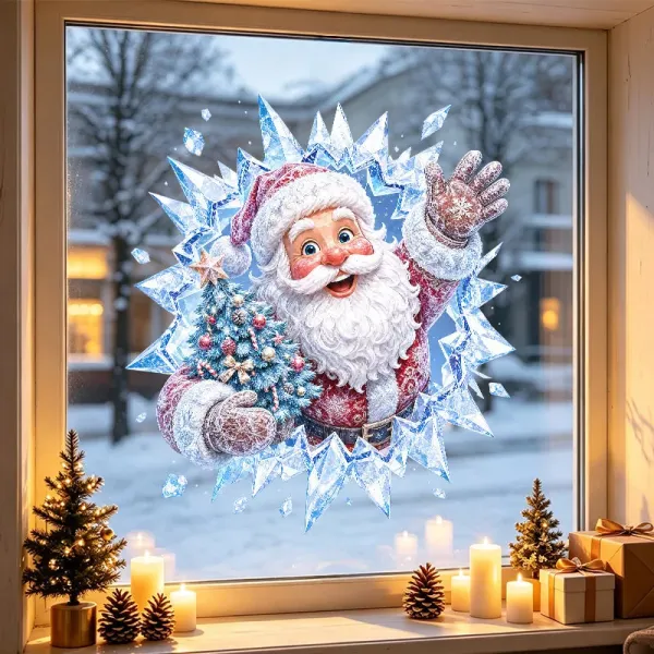Santa Frosted Window Cling Decal